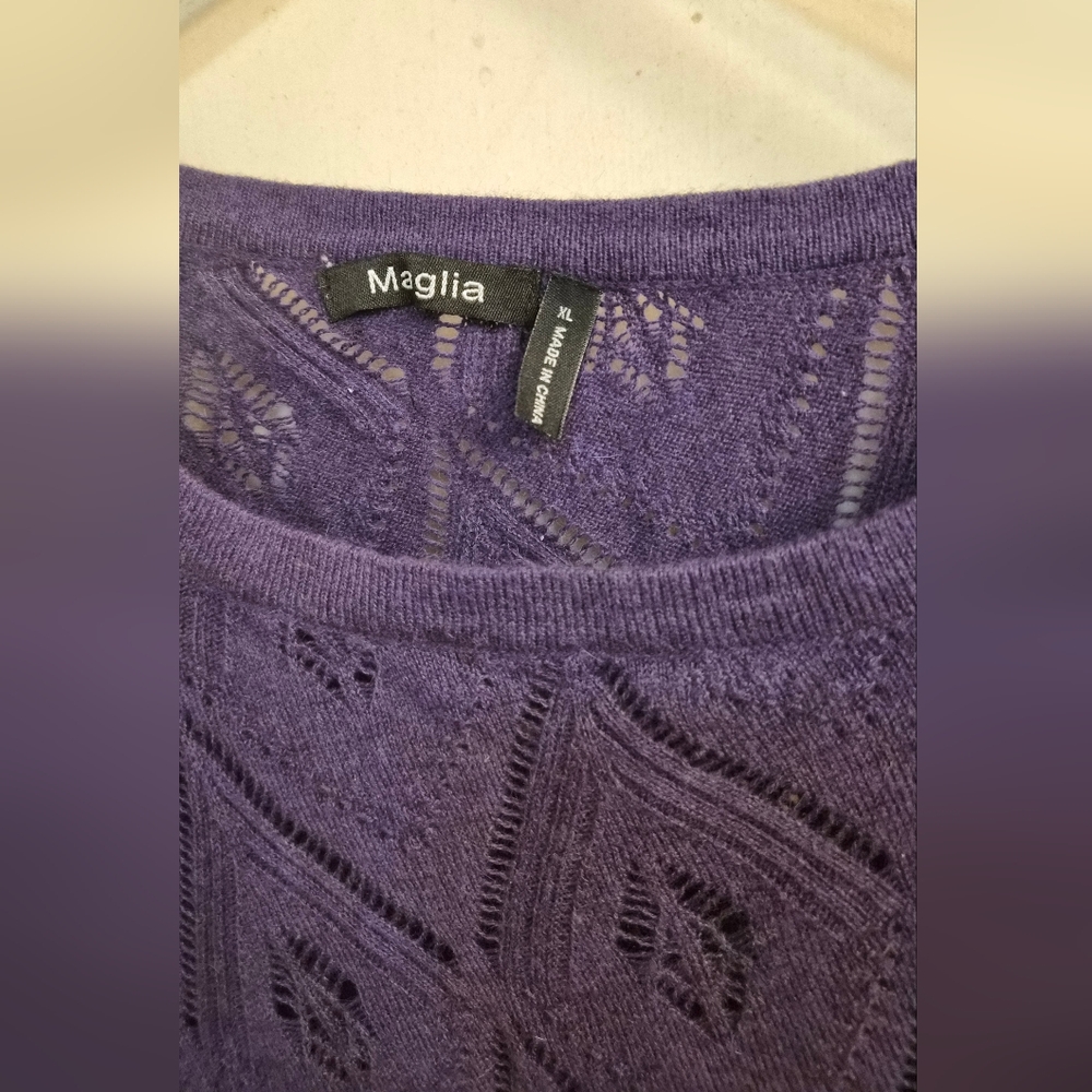 NWT Maglia Diamond Pointelle Knit Sweater – Deep Purple (XL) - Picture 4 of 5